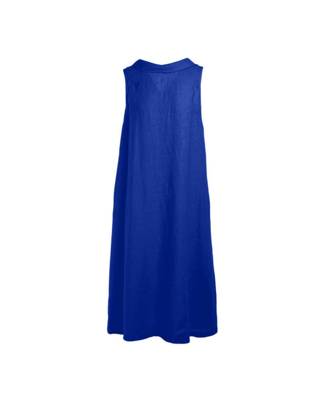 Haris Cotton Blue Midi Back Tie Linen Dress