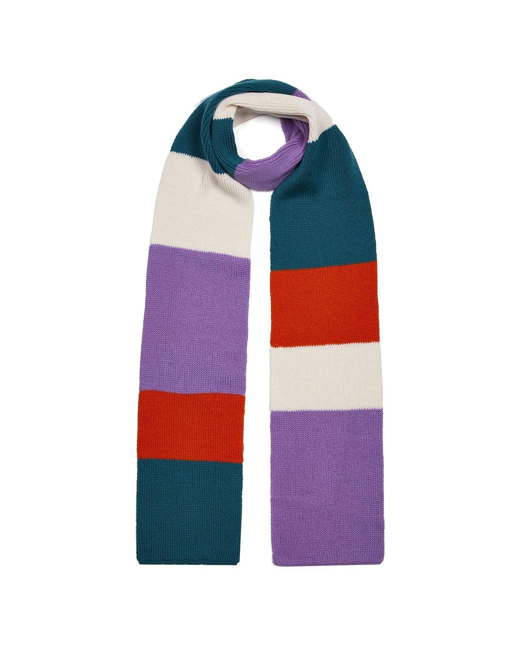 INGMARSON Red Ribbed Colour Block Wool & Cashmere Scarf Lilac for men