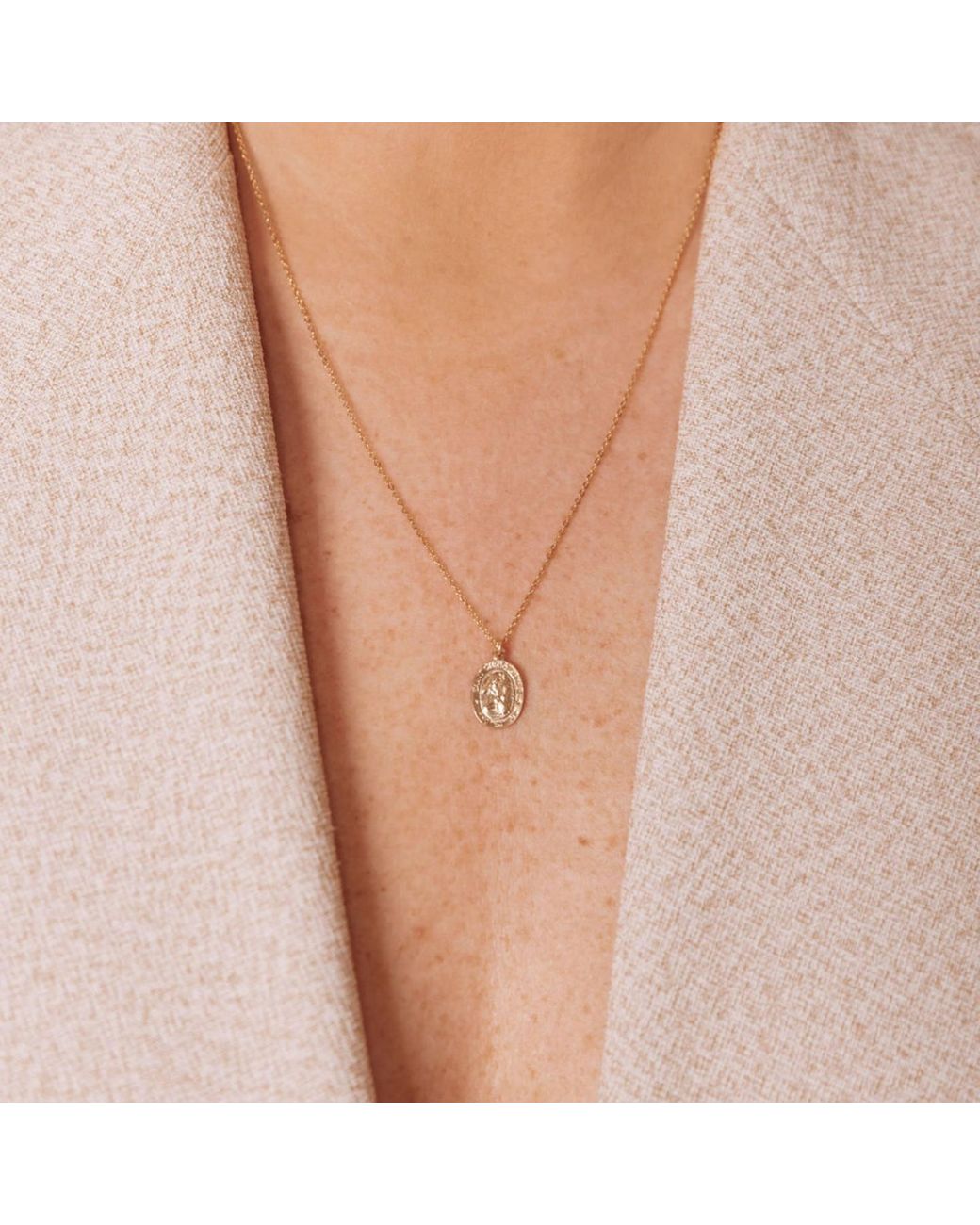 SET & STONES Metallic St. Christopher Charm Necklace