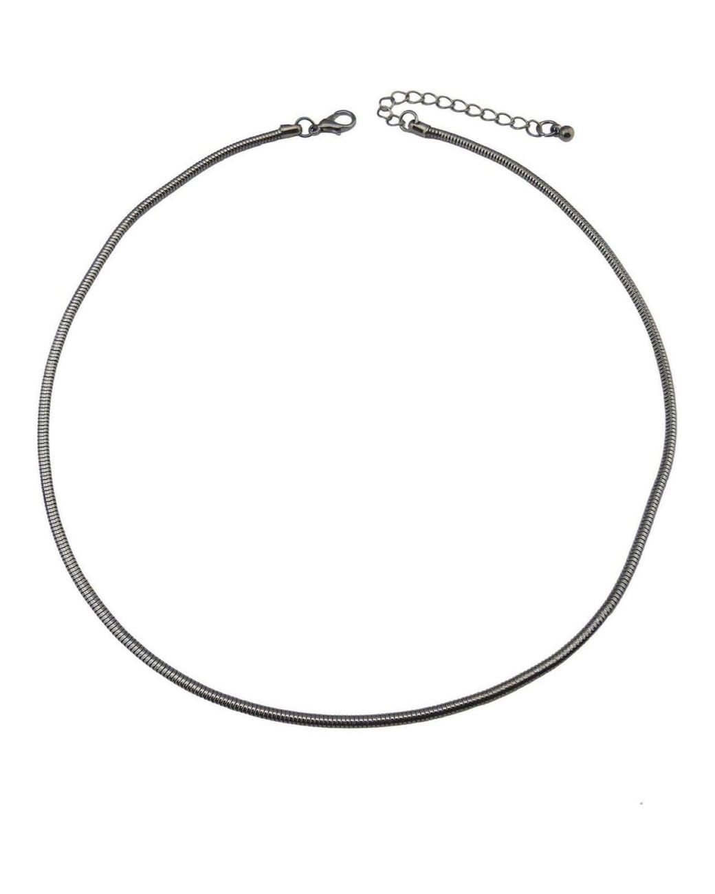 Bellus Domina Metallic Rhodium Plated Sterling Snake Chain Necklace