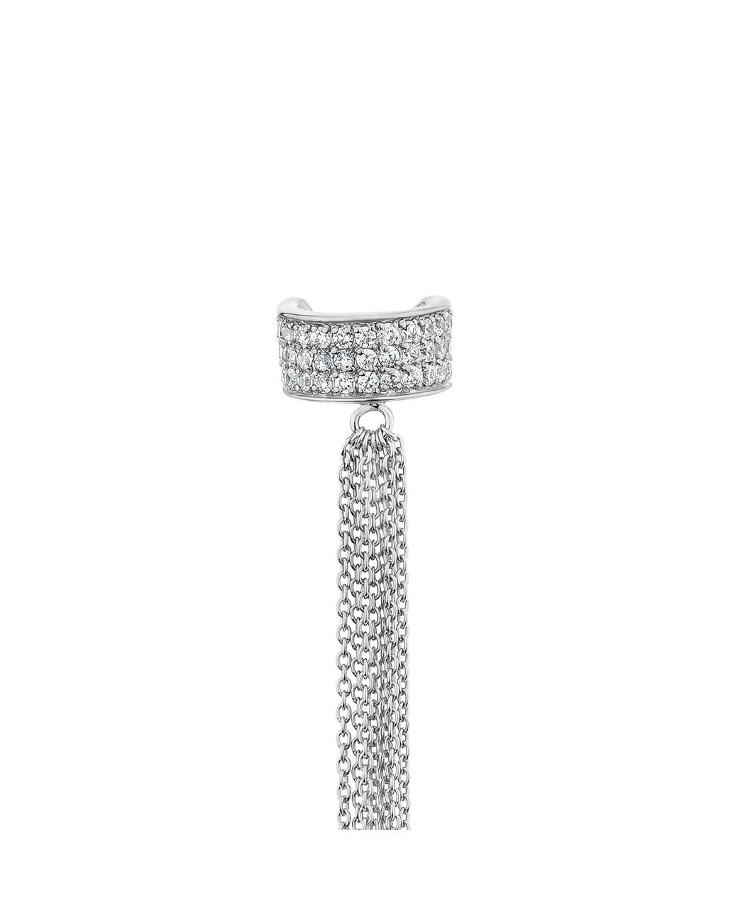 SALLY SKOUFIS White Destiny Chain Ear Cuff With Made Cz Diamond Stimulant
