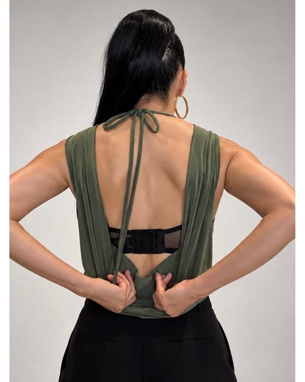 Monice London Green Anise Backless & Bra Friendly Top