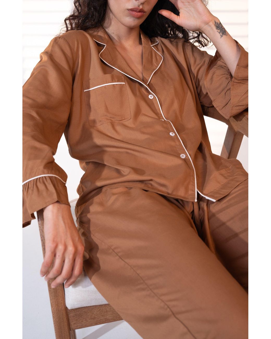 Carolina Benoit Brown Luxury Bamboo Pajama Set