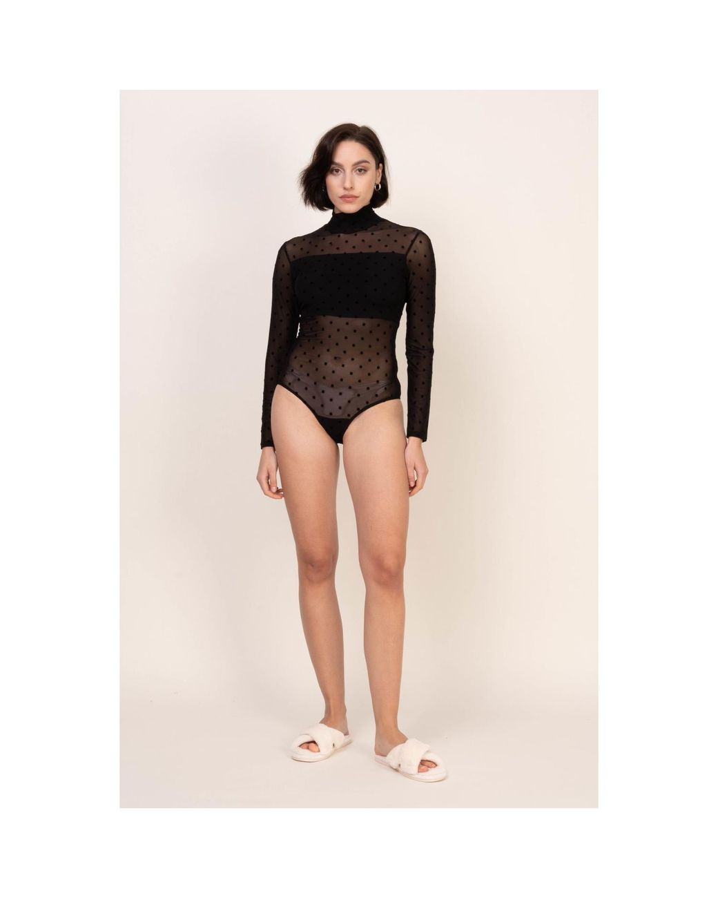 Oh!Zuza Black Sheer Bodysuit With Turtleneck