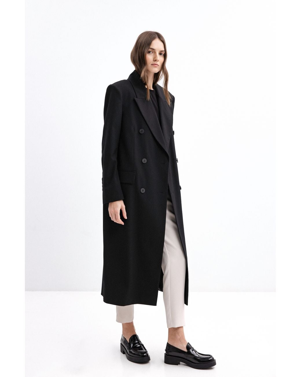 InAvati Black Oversized Jacket-Style Coat