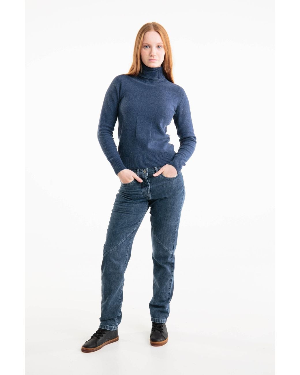 Reet Aus Blue Seamless Turtleneck Sweater