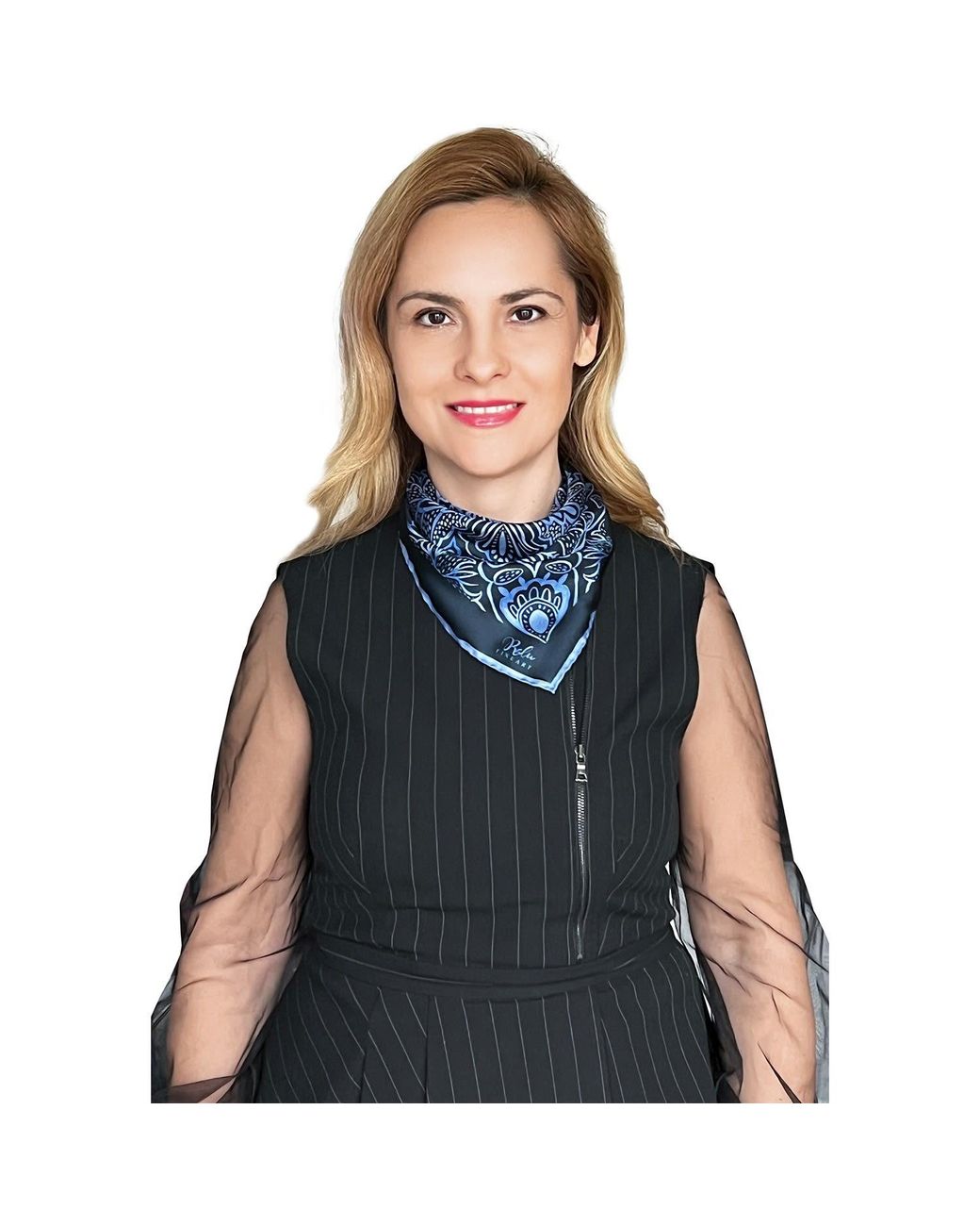 Ralufineart Blue Silk Neckerchief Asymmetric