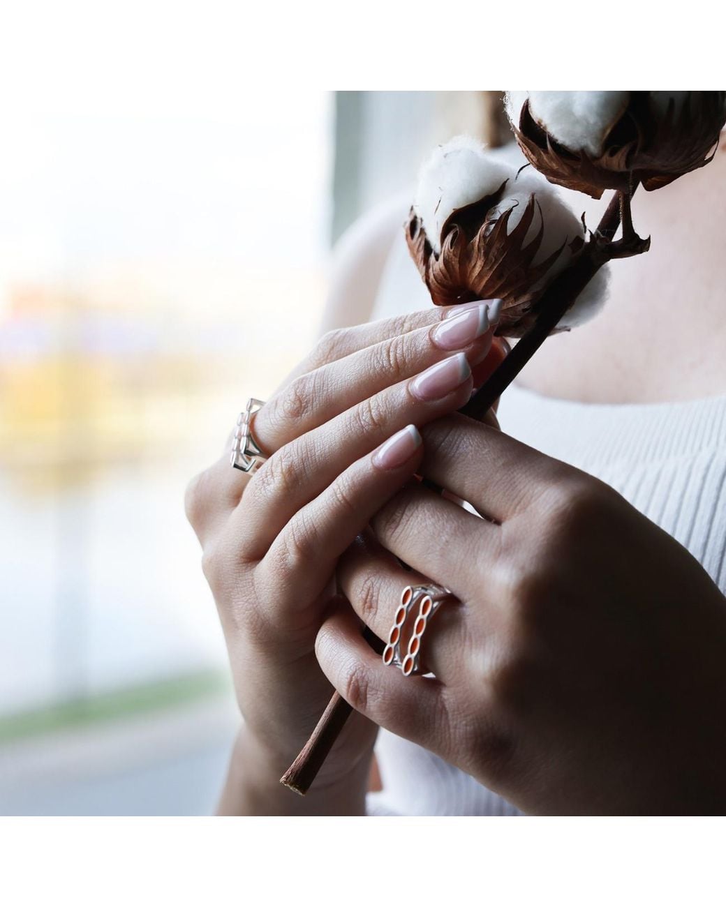 Linda Fiore Metallic Amalei Ring With Dark Enamel