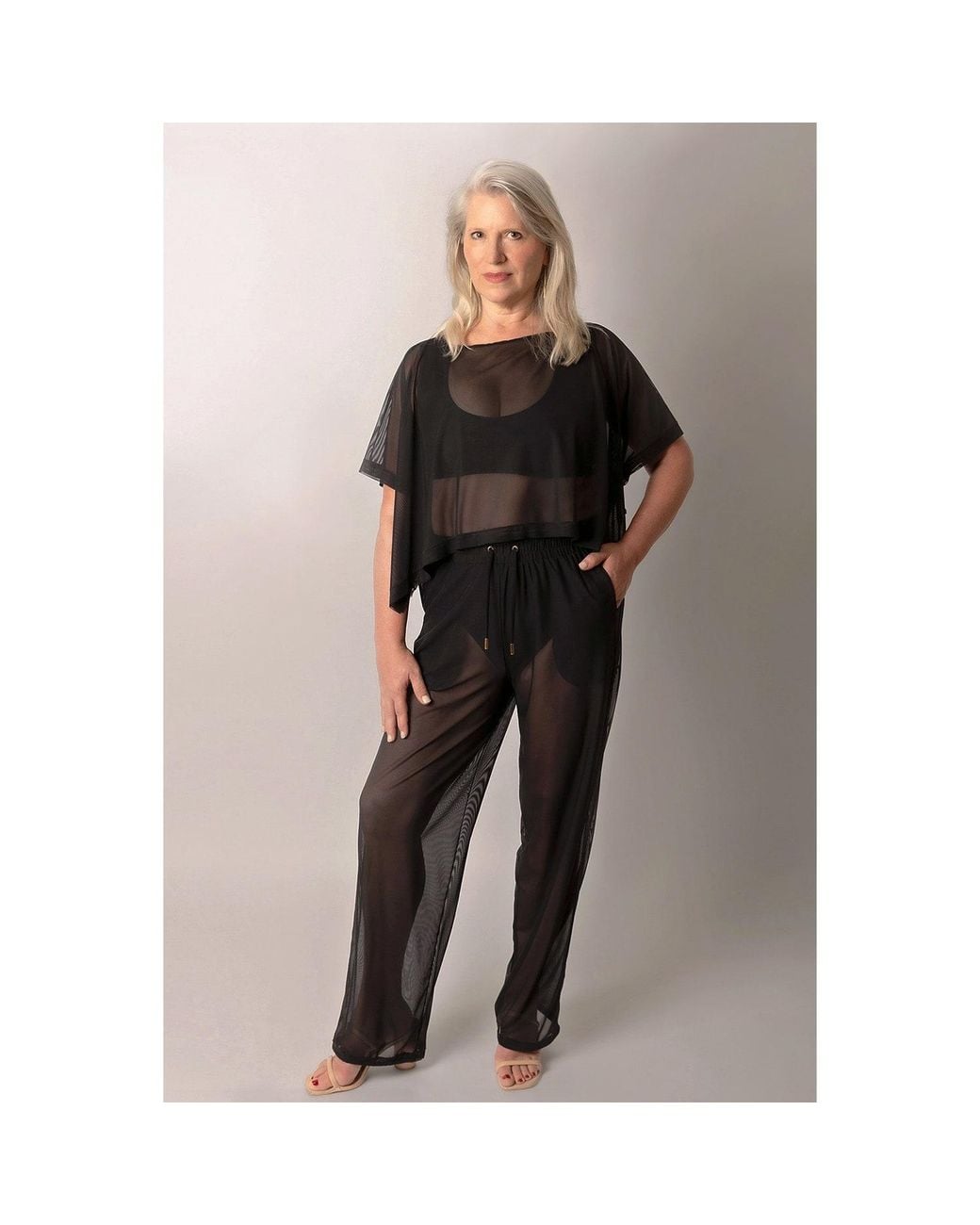Serotone Swim Black Swim Cover Up Mesh Rectangle Top