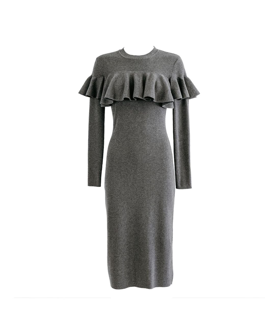 Zenzee Gray Cotton Jersey Ruffle Dress