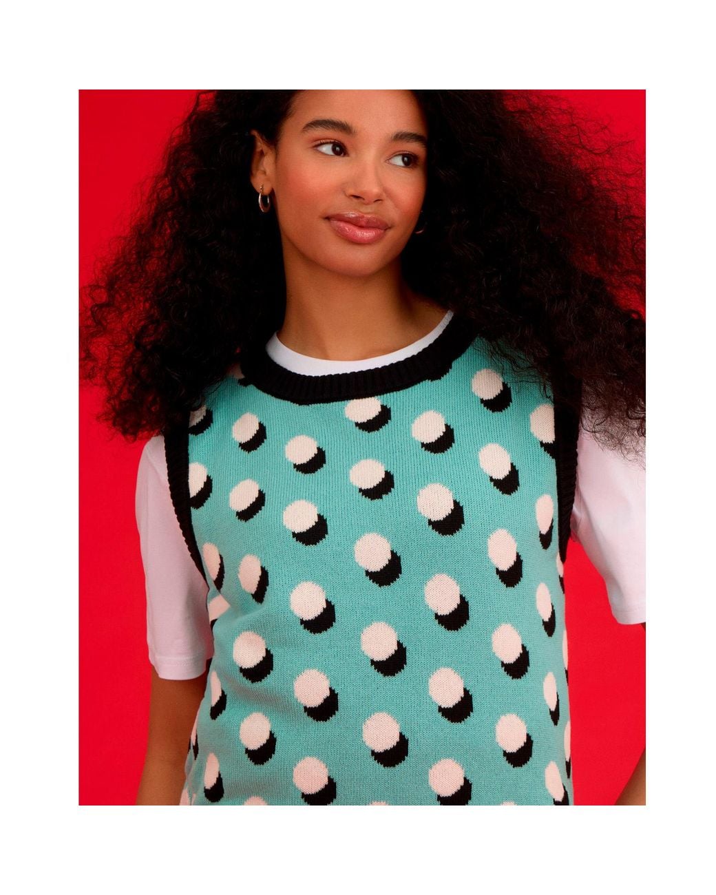 INGMARSON Green Oversized Polka Dot Vest