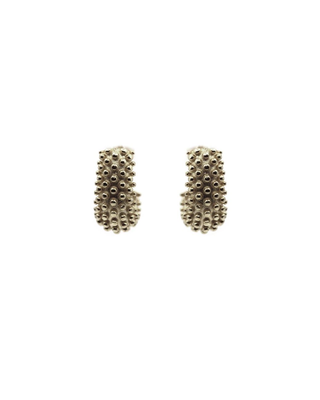 VicStoneNYC Fine Jewelry Metallic Unique Ball Textured Sterling Hoop Earrings