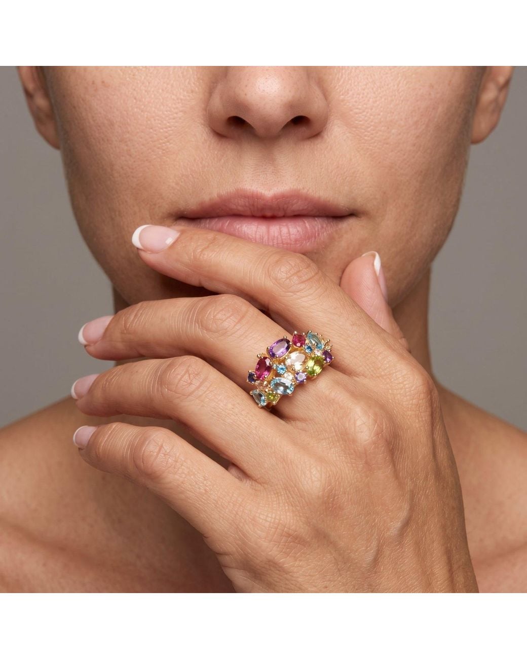 Uchi and Soto White Hanabi Multi Stone Statement Ring