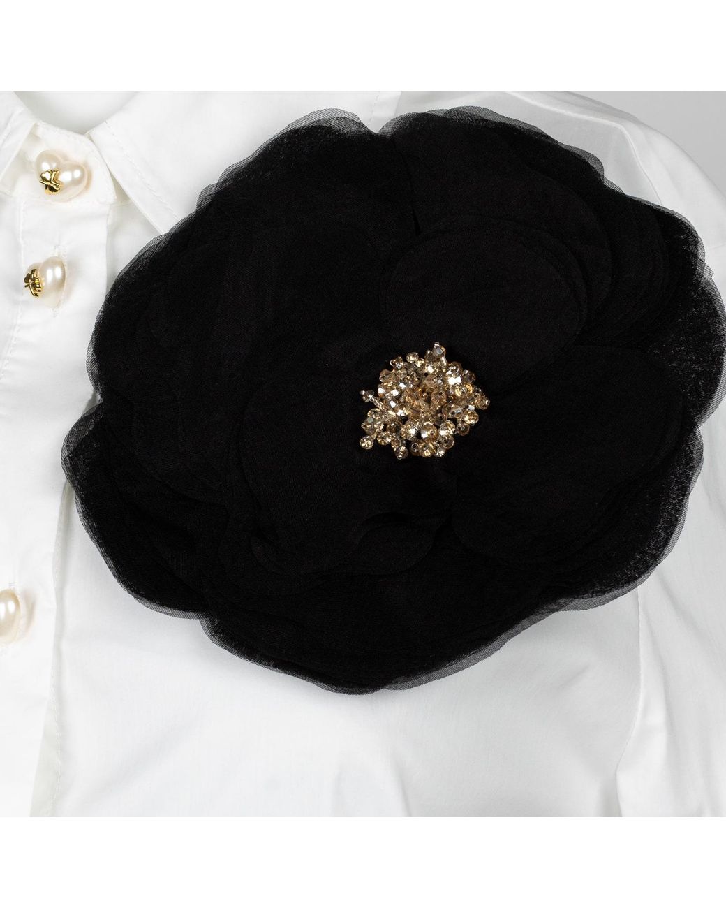 House of Laines London White Laines Couture Tie Shirt With Corsage