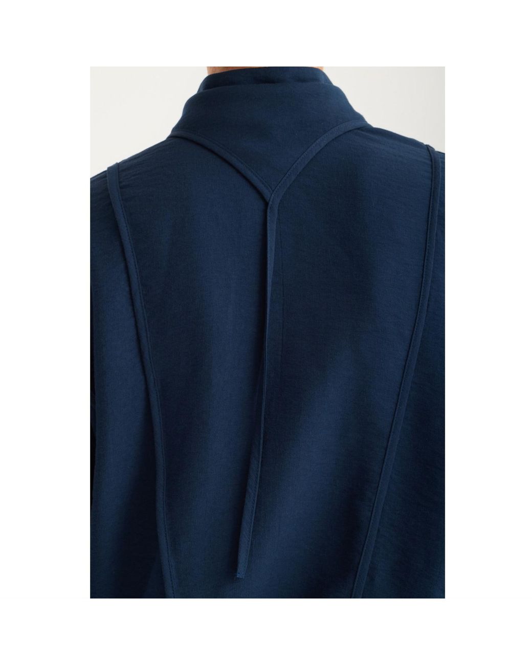 Julia Allert Blue Artistic Asymmetric Textured Viscose Blouse