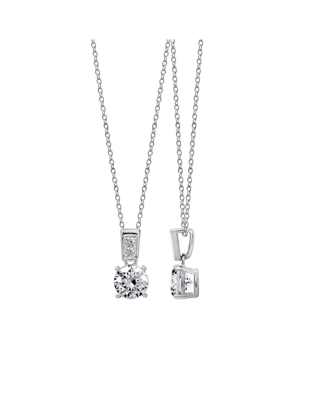 Diamonbliss Metallic Embellished With Swarovski Plated Round Cut Solitaire Drop Pendant Necklace One And Halft Carat