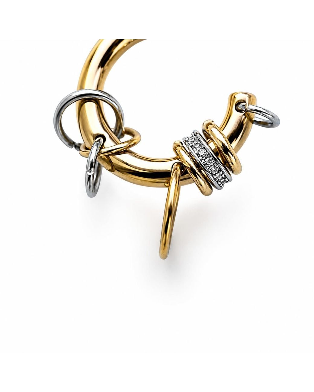 Kirei Metallic Node Two-Tone Pavé Hoop Earrings