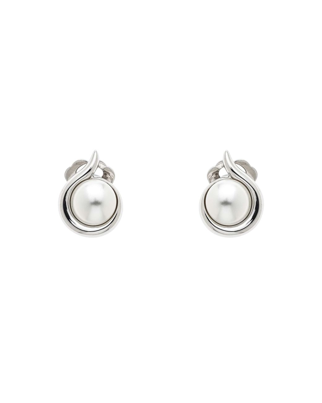 Emma Holland Jewellery Metallic Platinum & Pearl Curl Clip Earrings