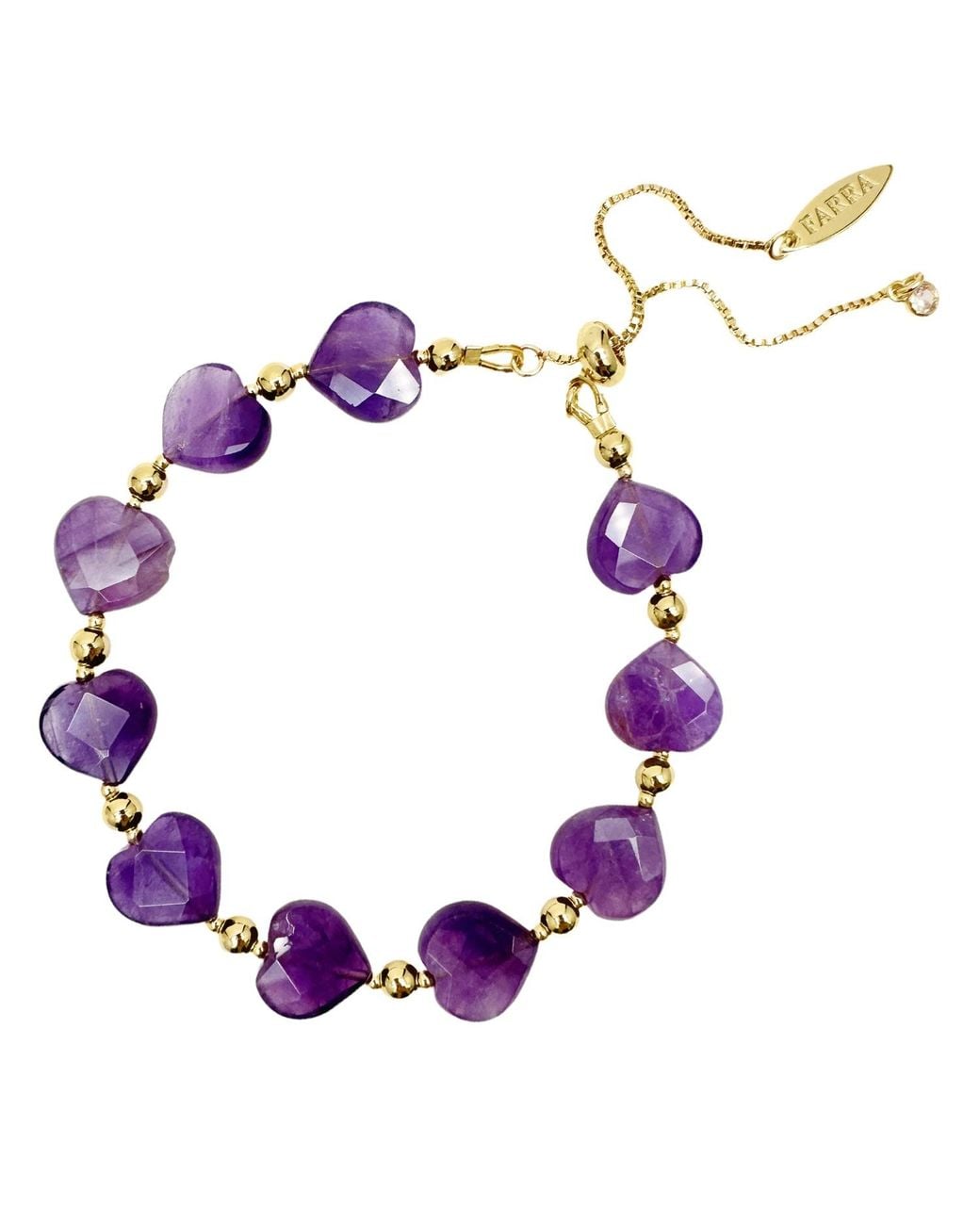 Farra Purple Heart-Shaped Amethyst Adjustable Bracelet