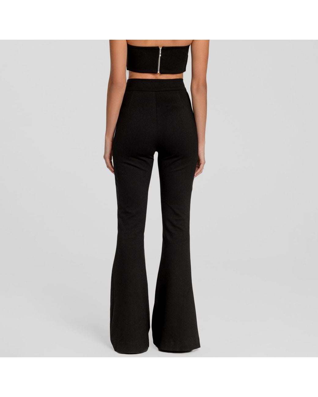 Mandragora Black High-Waisted Fitted Flared Trousers Vanya