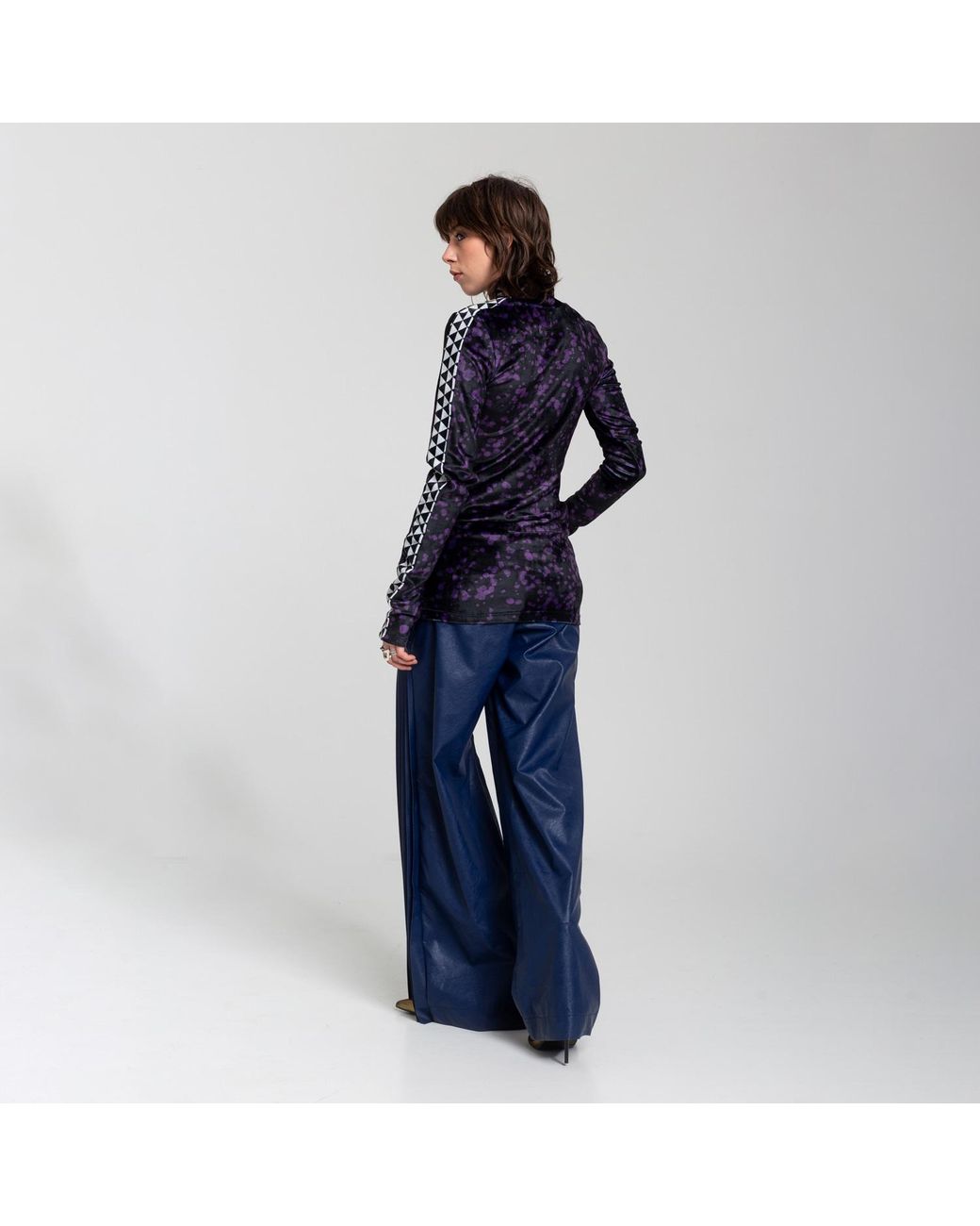 ARTISTA Blue Message Printed Velvet Tunic