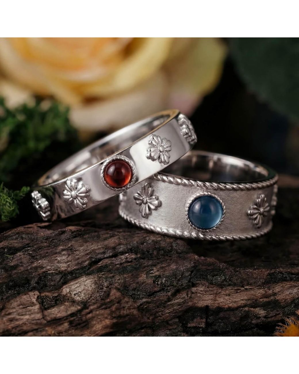 Azura Jewelry New York White Howl's Moving Castle Mozambique Garnet Ring Vermeil