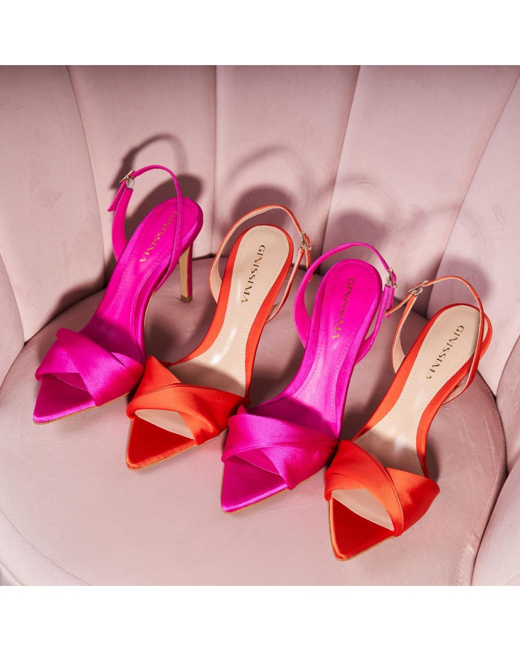 Ginissima Red Chloe Satin Sandals