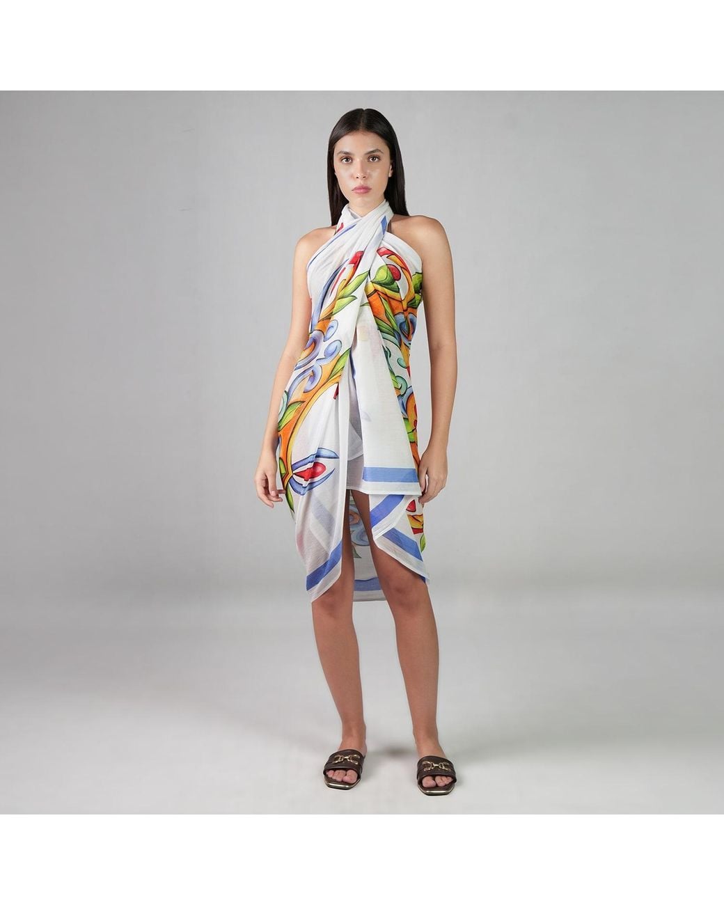 DHARA SHETH DUBAI Blue Majolica Mosaic Resort Sarong