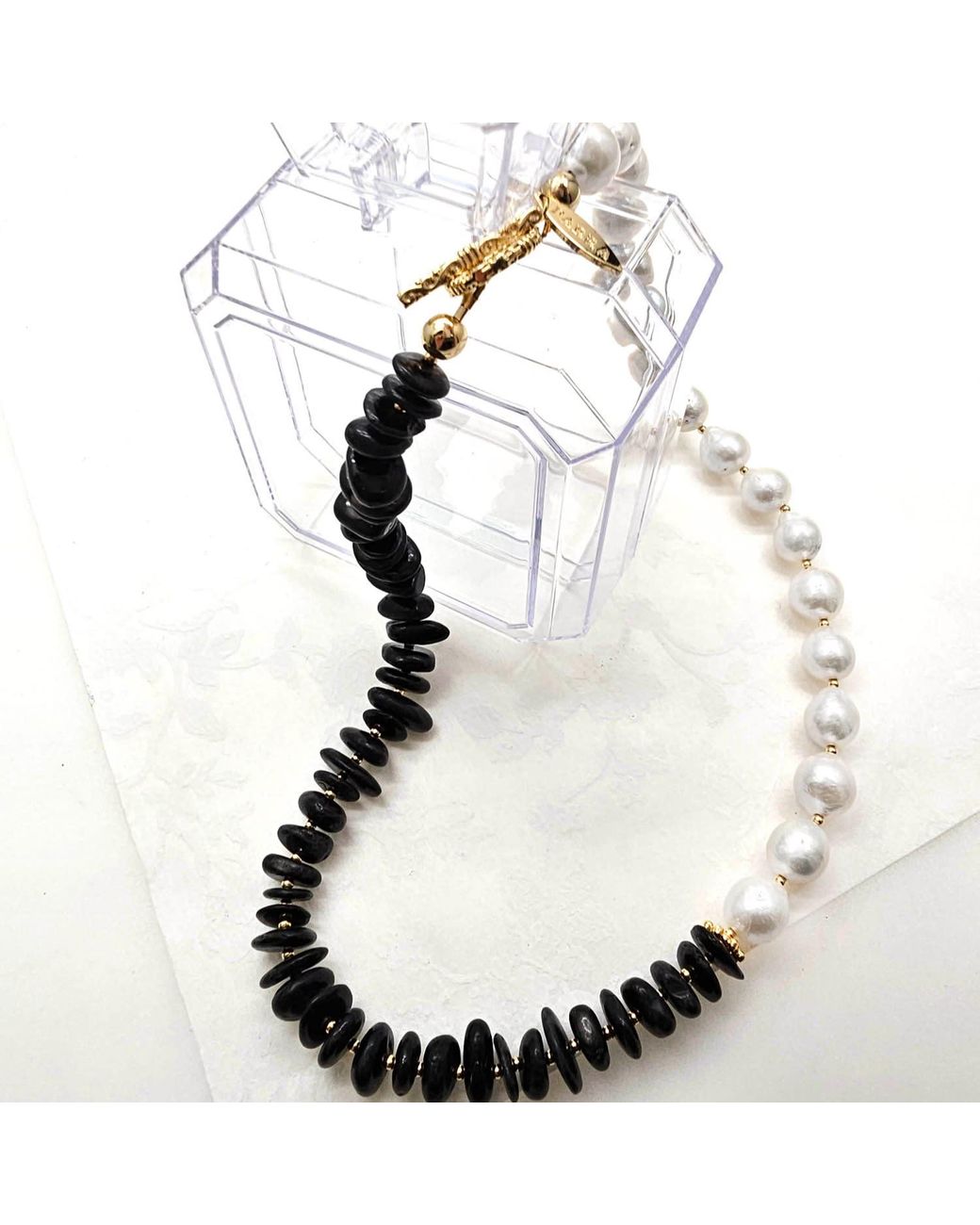 Farra Black Timeless Tourmaline And Freshwater Pearls Necklace