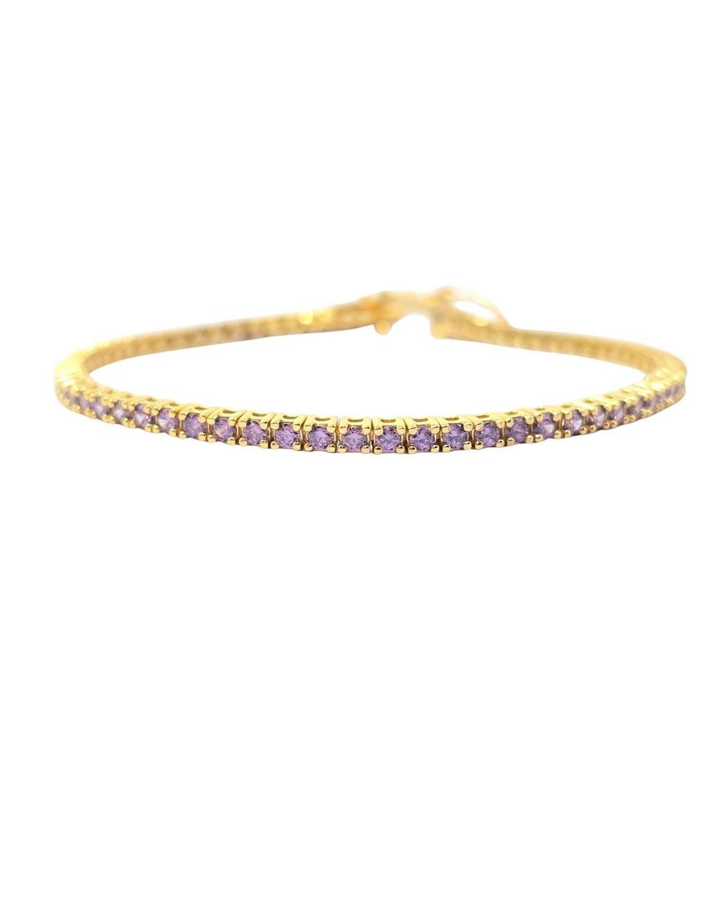 Sophelia Metallic Plated Amethyst February Birthstone Gemstone Tennis Bracelet