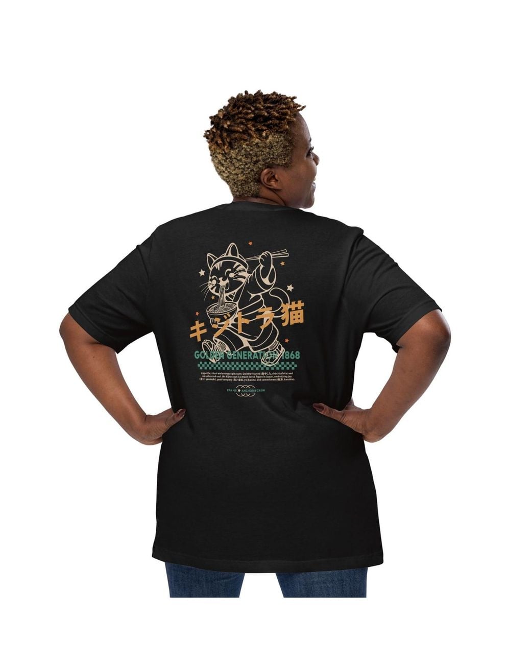Anchor and Crew Black Eight Kijitora Cat Japan Era Organic Cotton T-Shirt