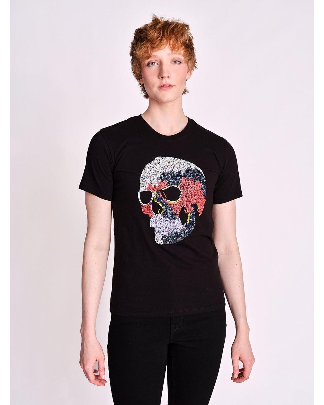 Any Old Iron Black Infra Beaded T-Shirt