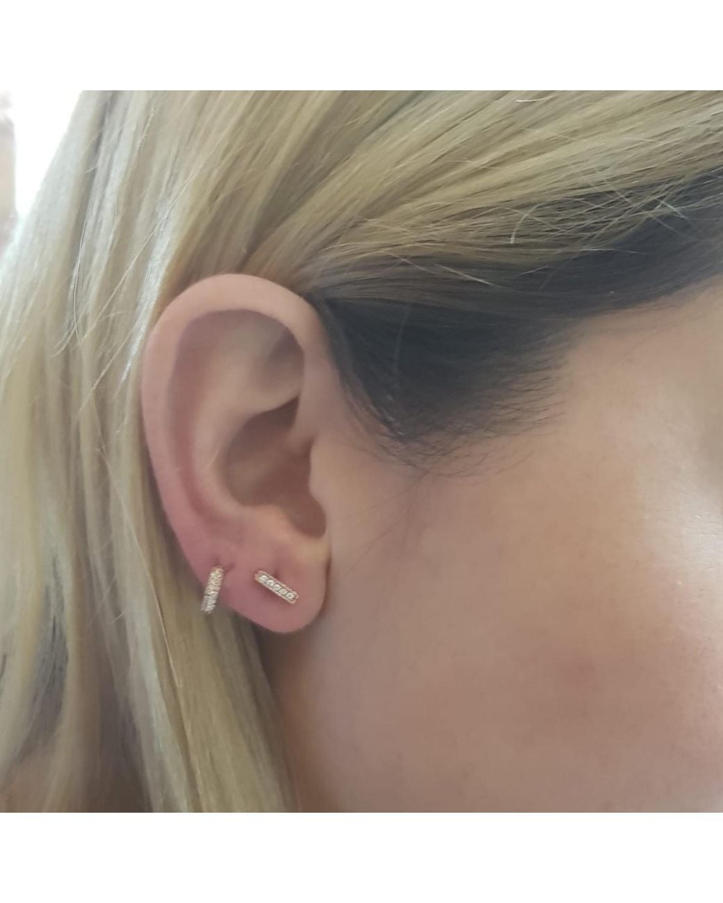 Ecce | Artisan Diamonds Metallic Single 14K Diamond Tiny Hoop Earring