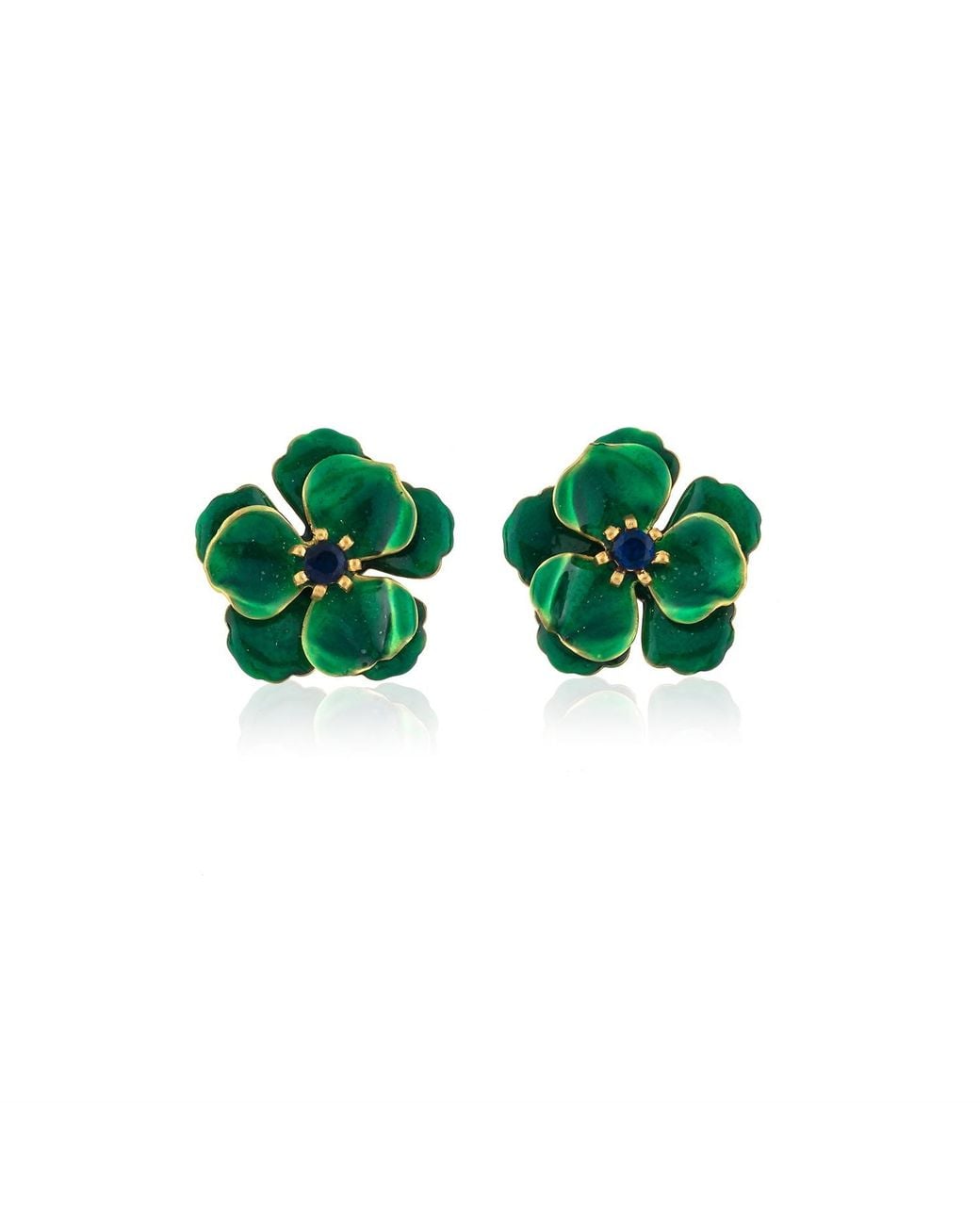 Milou Jewelry Green Viola Flower Earrings