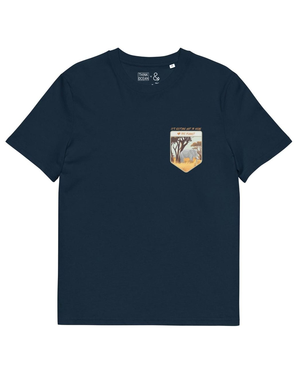 Anchor and Crew Blue Think Ocean Elephant Love The Planet Organic Cotton T-Shirt