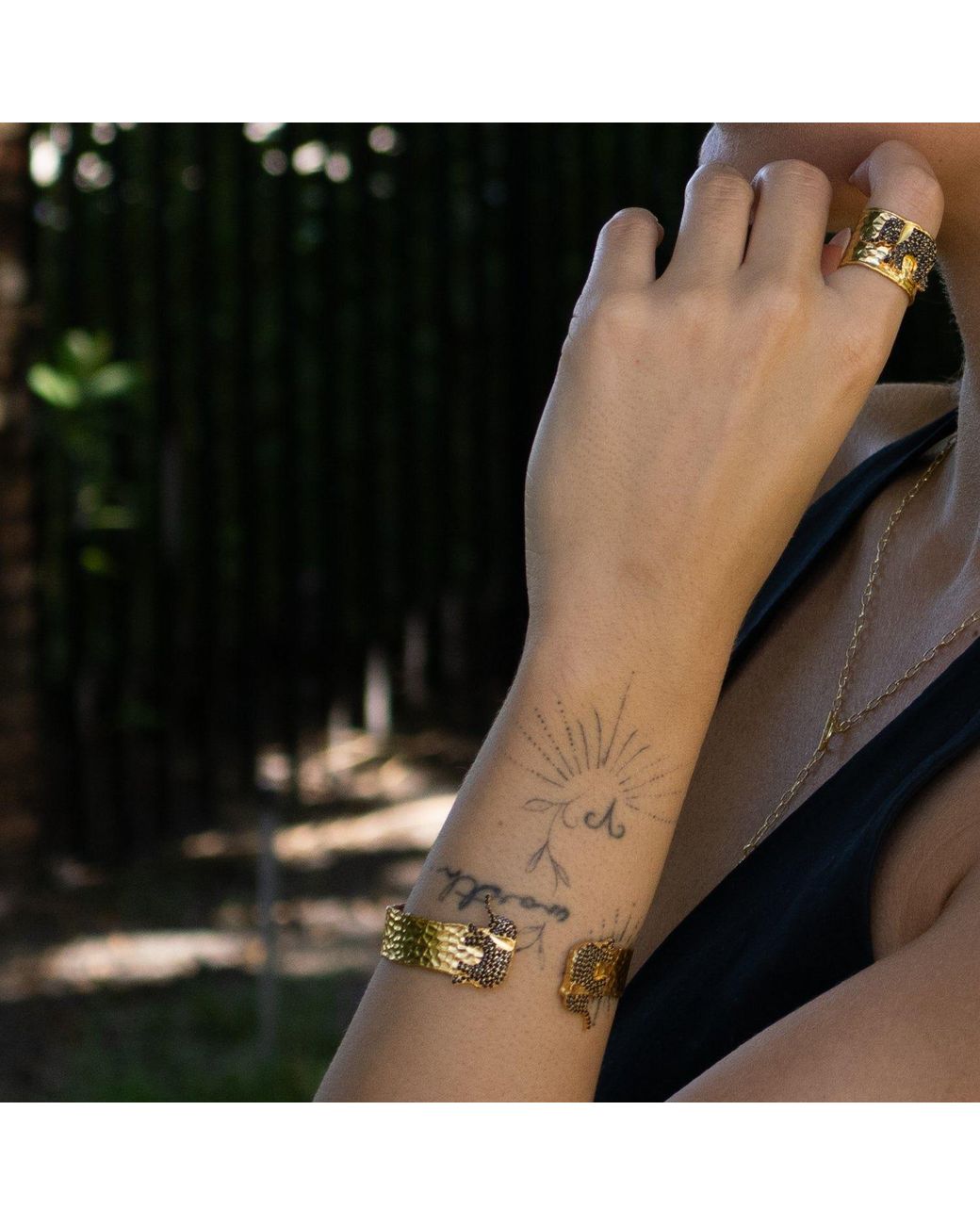 Ebru Jewelry Metallic Guardian Elephant Cuff Bracelet