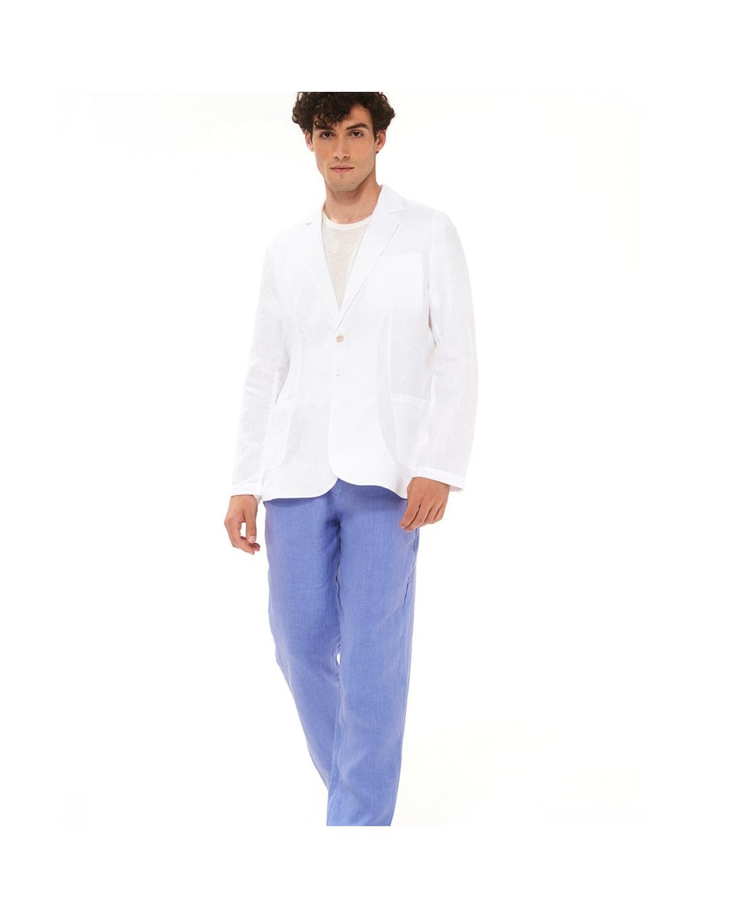 Haris Cotton White Classic Linen Jacket for men
