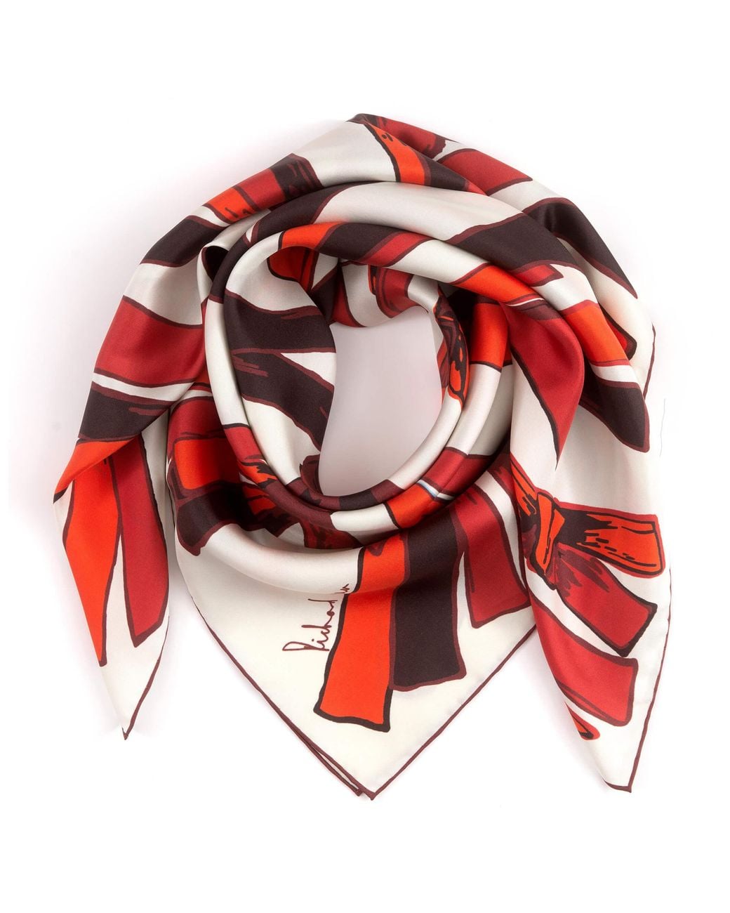 Richard Allan London Red Nexus Silk Scarf