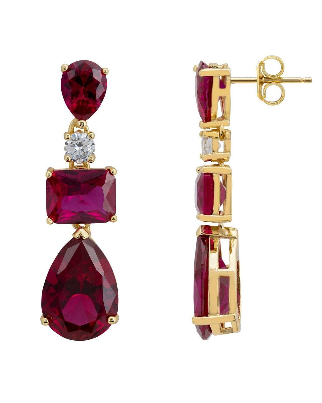 Latelita London Red Valentina Drop Earrings Ruby