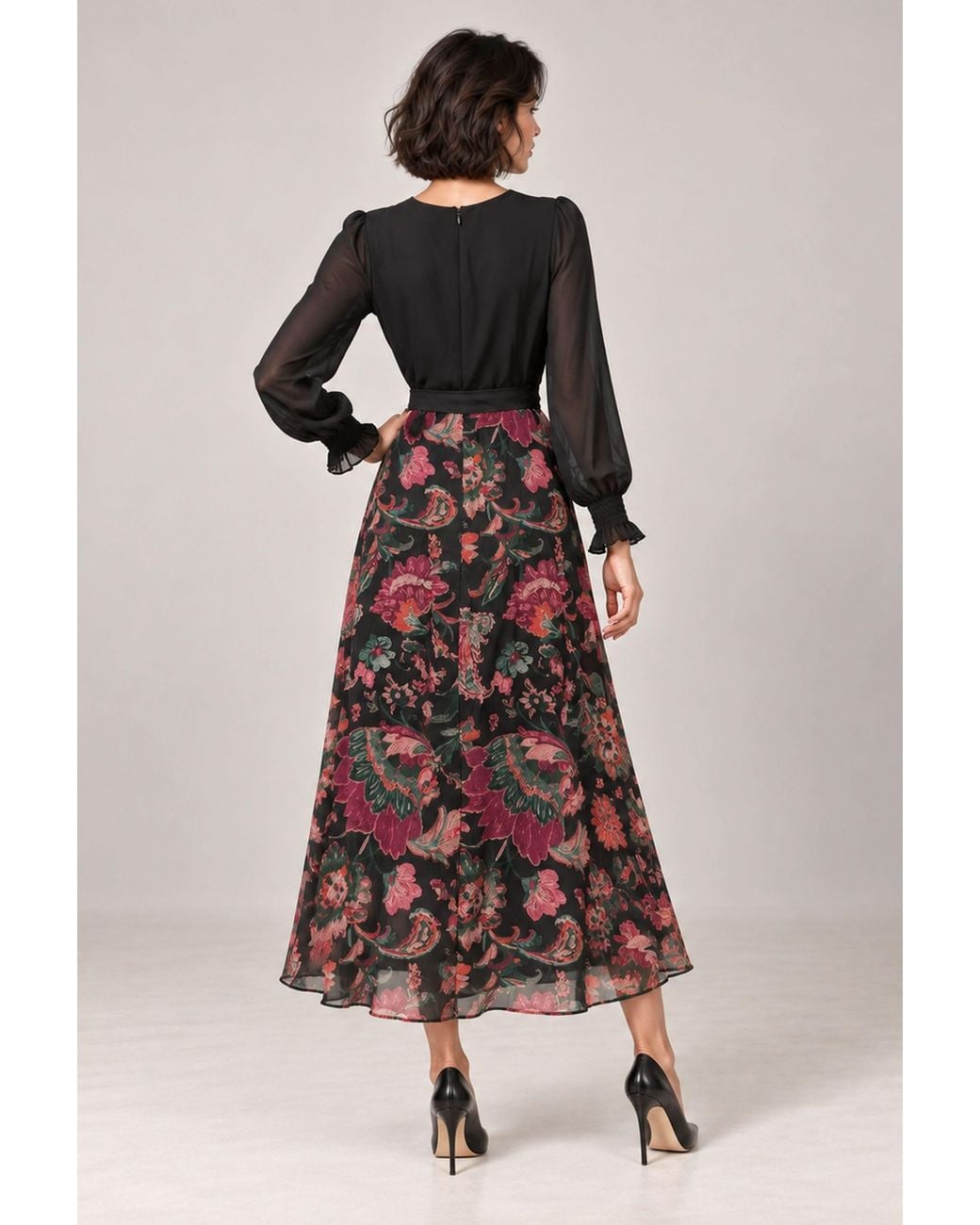 James Lakeland Black Floral Midi Dress