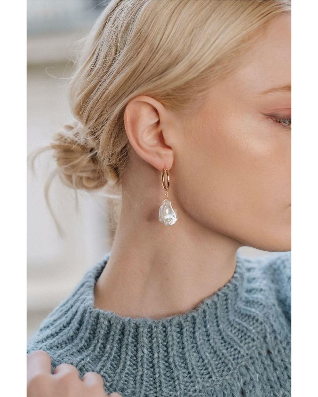 Katy Faye Metallic Joann Pearl Earrings