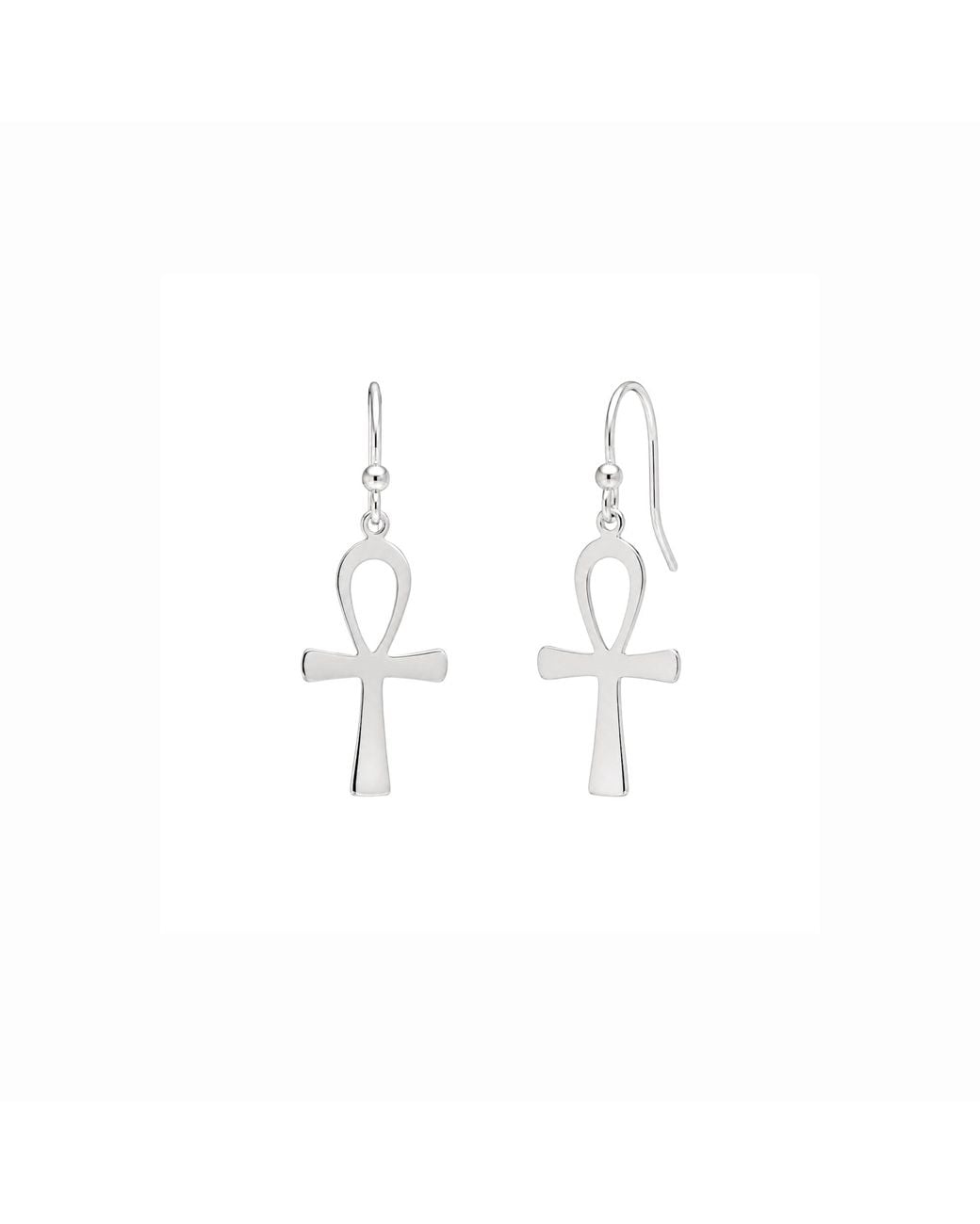 Spero London White Sterling Egyptian Ankh Drop Earrings