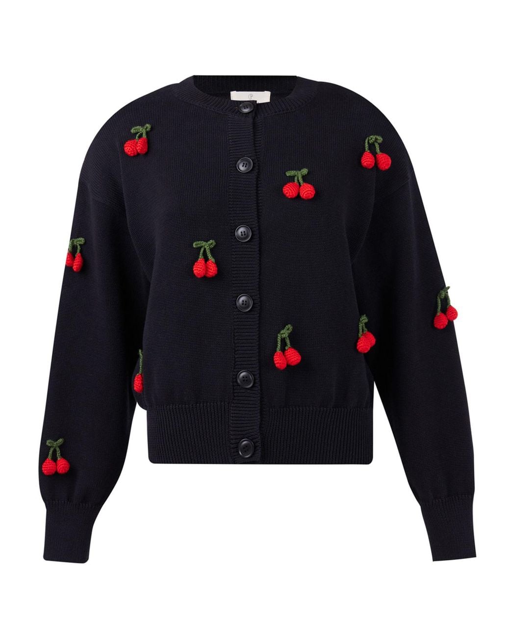 Peraluna Blue Cherry Hand Embroidered Cardigan