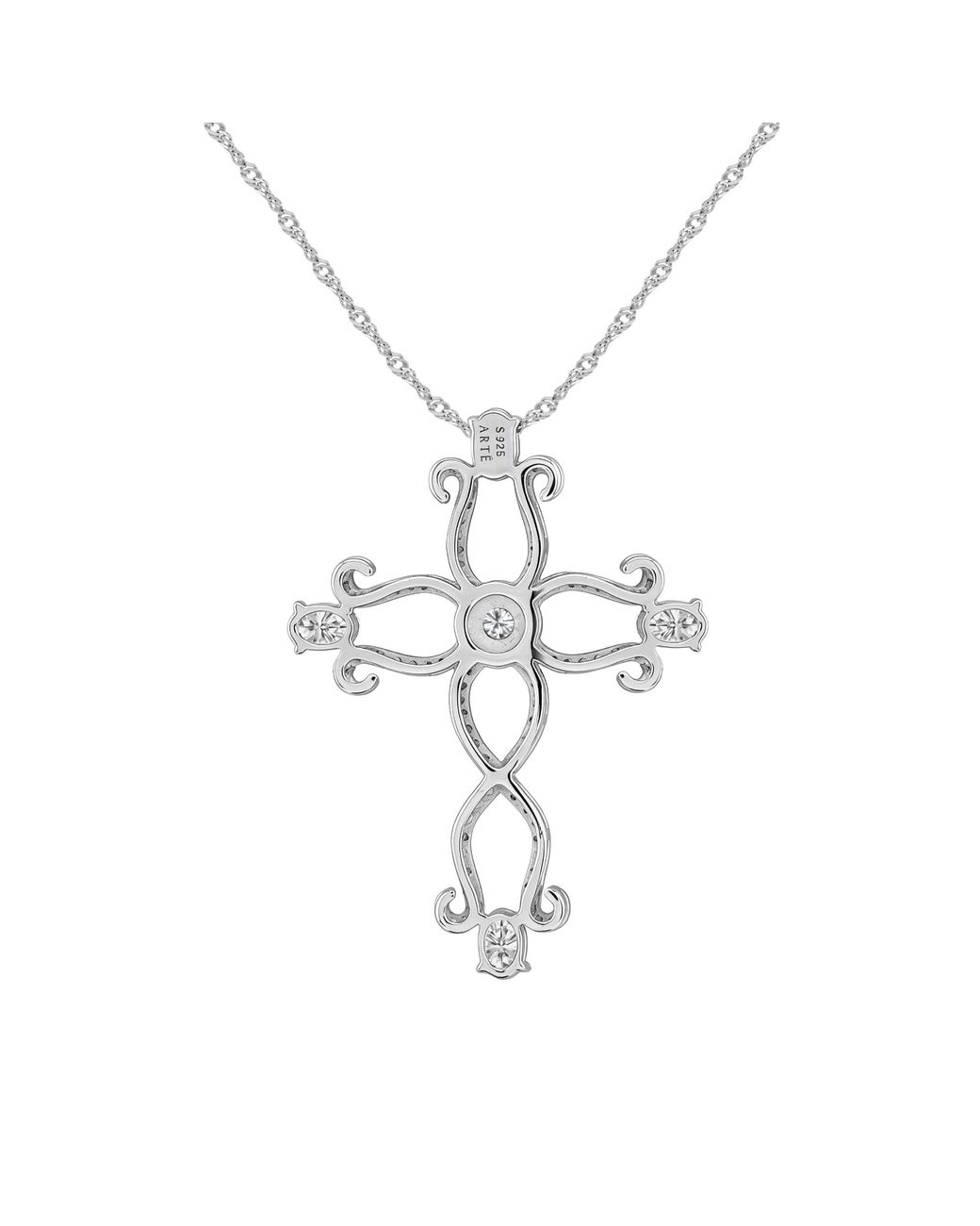Arte Madrid Metallic Cruz Romanesque Budded Cross Pendant Necklace