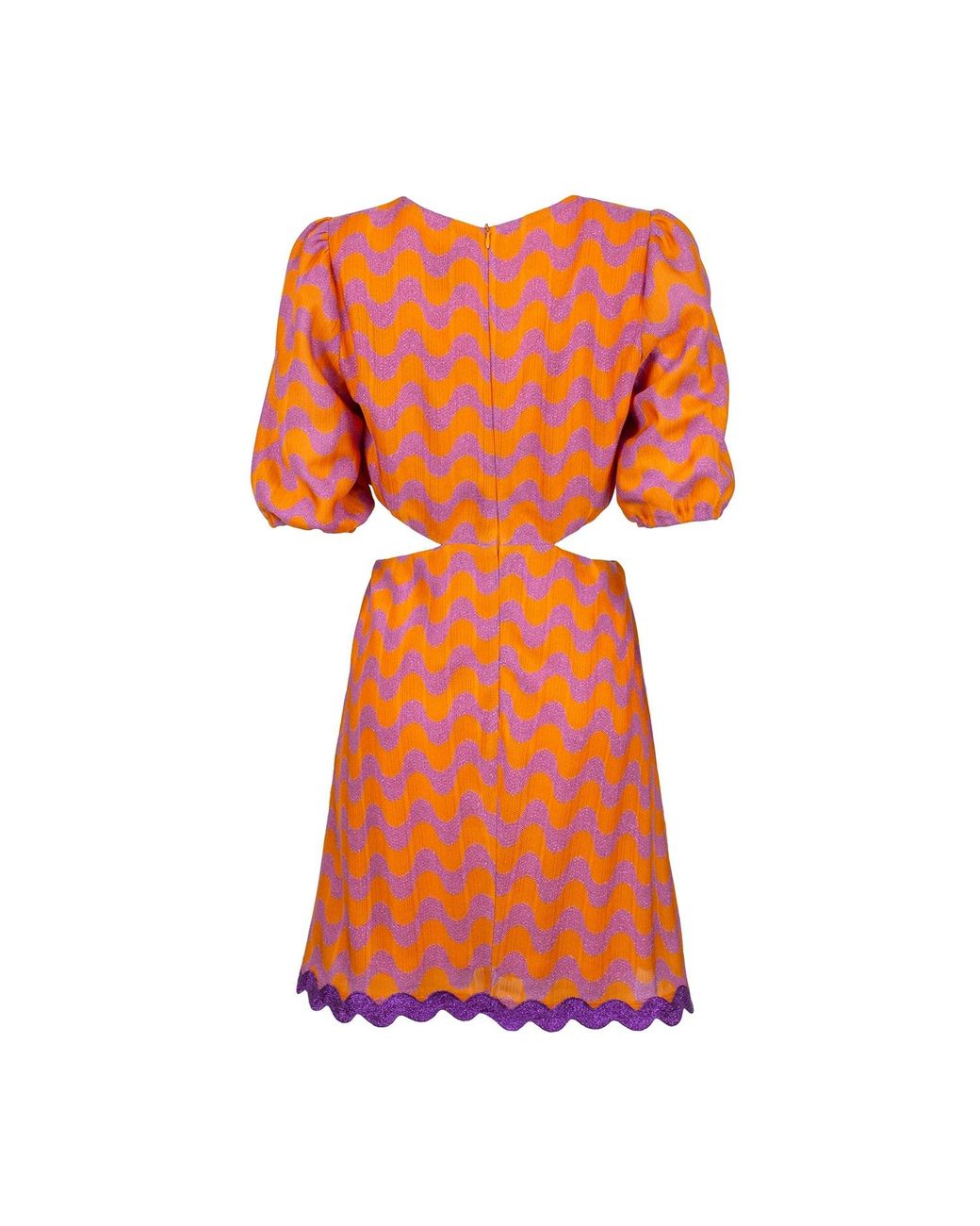 Lalipop Design Orange Wave Pattern Knit Mini Dress With Cut-out Details