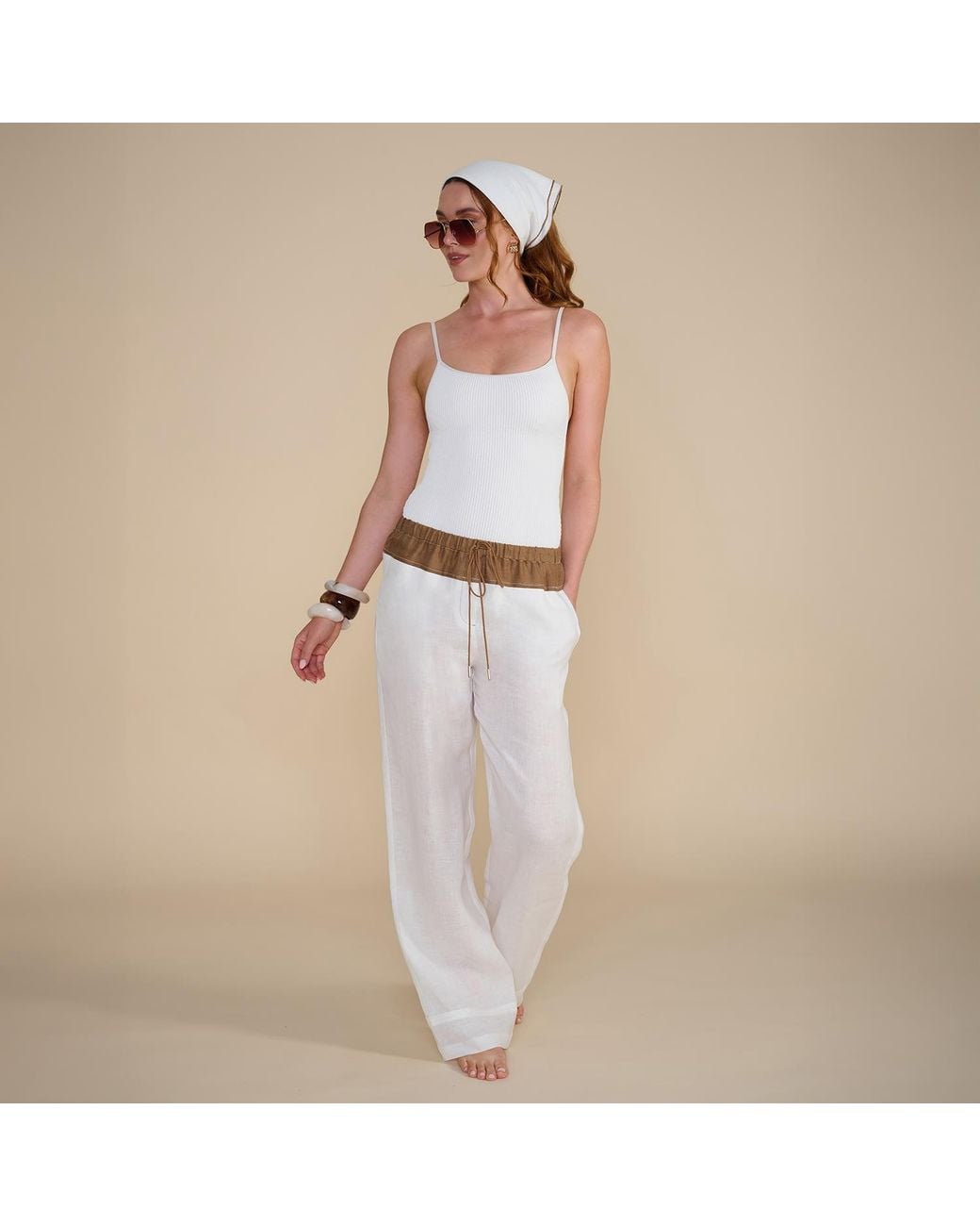 The Summer Edit Gray Tia Luxe Linen Trouser