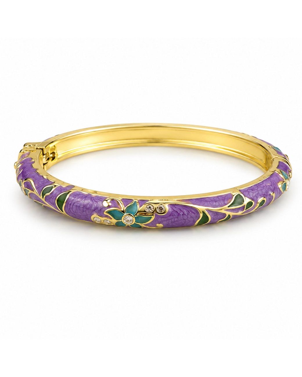 Nuvv Collection Metallic Pastel Floral Enamel Bangle Set