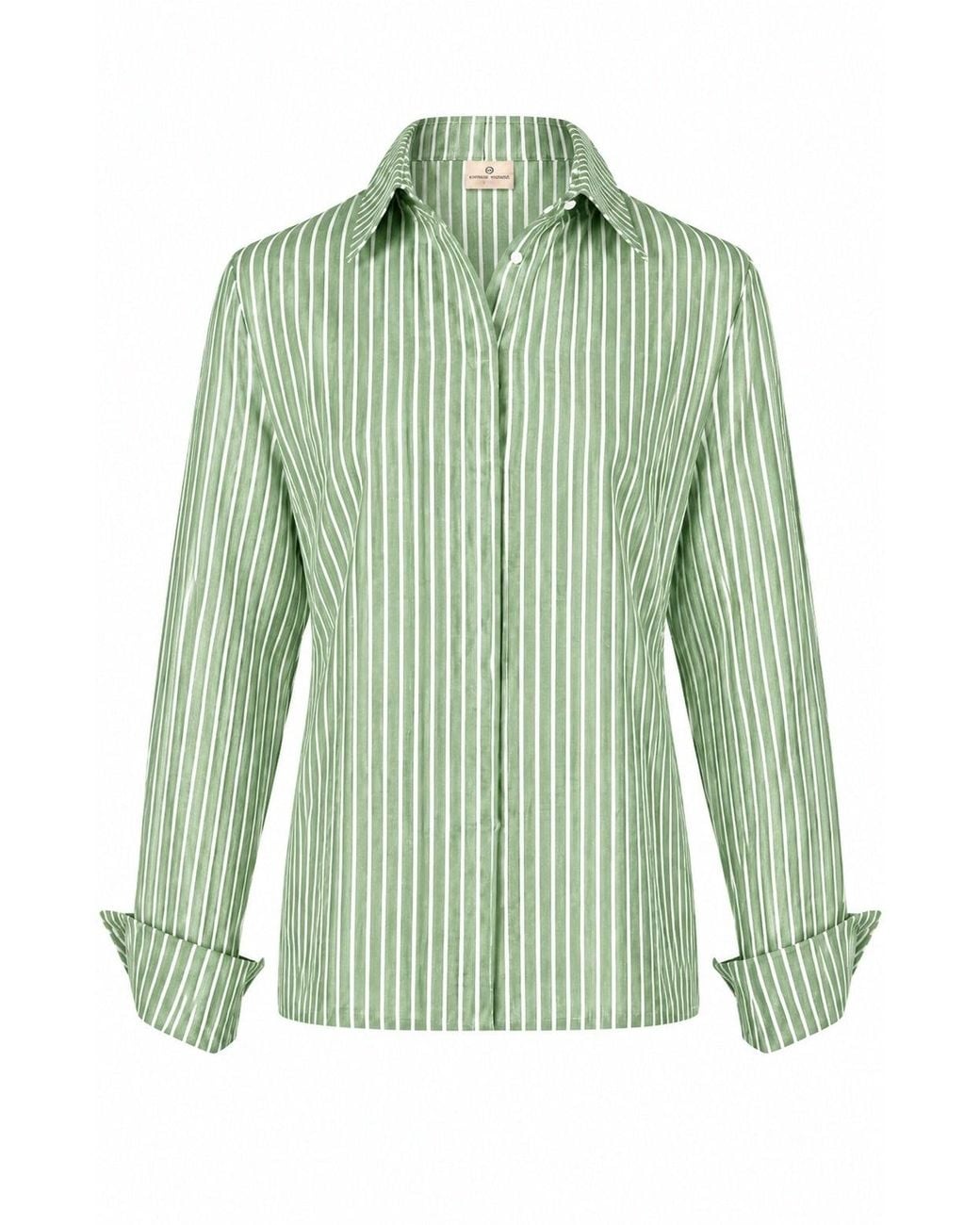 Gunda Hafner Ltd Green And Striped Linen Cotton Blend Shirt