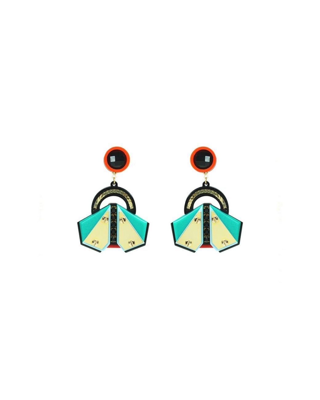 Gissa Bicalho Green Acrylic Handmade Earring Papaloti
