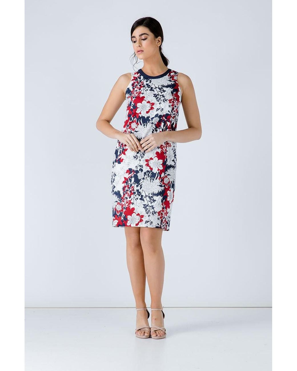 Conquista Red Floral Sleeveless Dress By Fashion